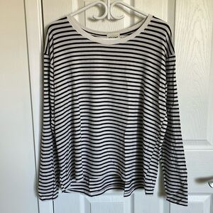 Franc long sleeve box tee in black/white stripe